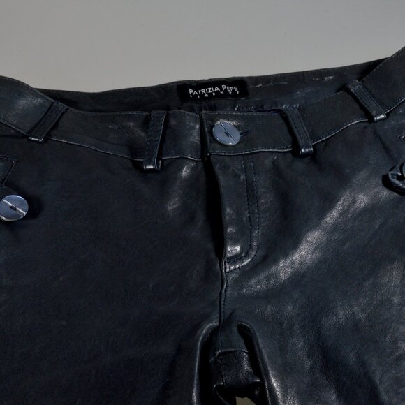 NWOT Patrizia Pepe Firenze Blue Leather Pants Size 42 - Picture 12 of 12